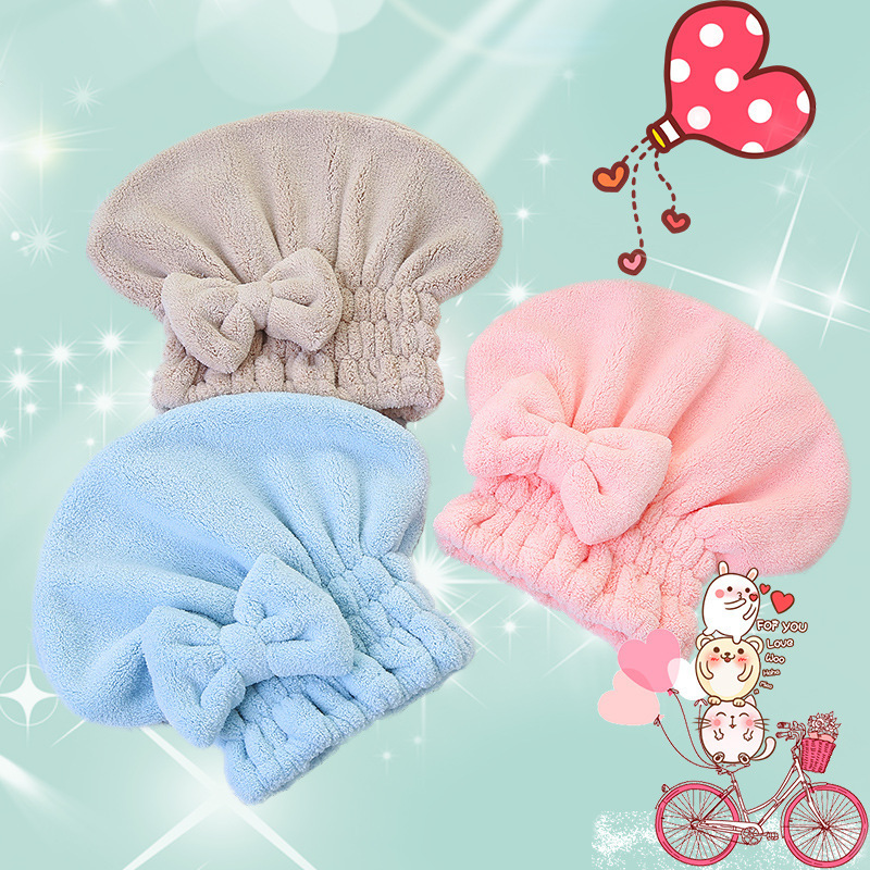 Thick shower cap hair drying cap strong absorbent South Korea adult cute female hair quick-drying long hair closed toe hair drying towel