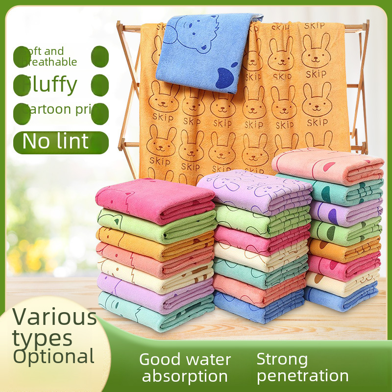 Microfiber cartoon printing large bath towel household thick bath wrap soft absorbent quick-drying beach towel