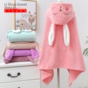 Coral fleece baby wearable cartoon hooded bath towel children's cloak bathrobe soft absorbent infant quilt bath towel
