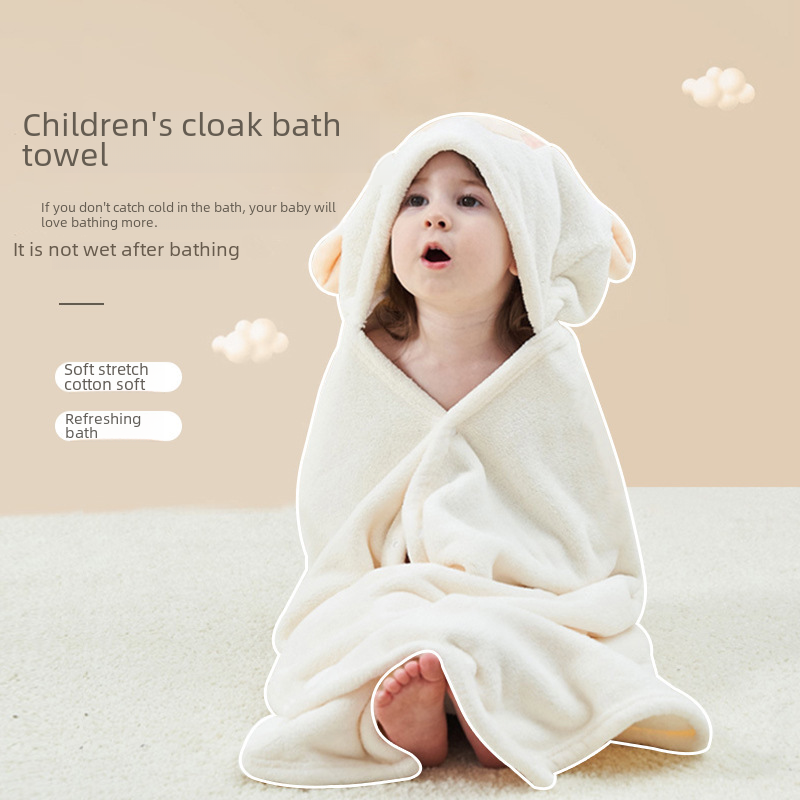 儿童浴袍斗篷珊瑚绒婴儿连帽卡通浴巾宝宝洗澡冬季厚款速干吸水