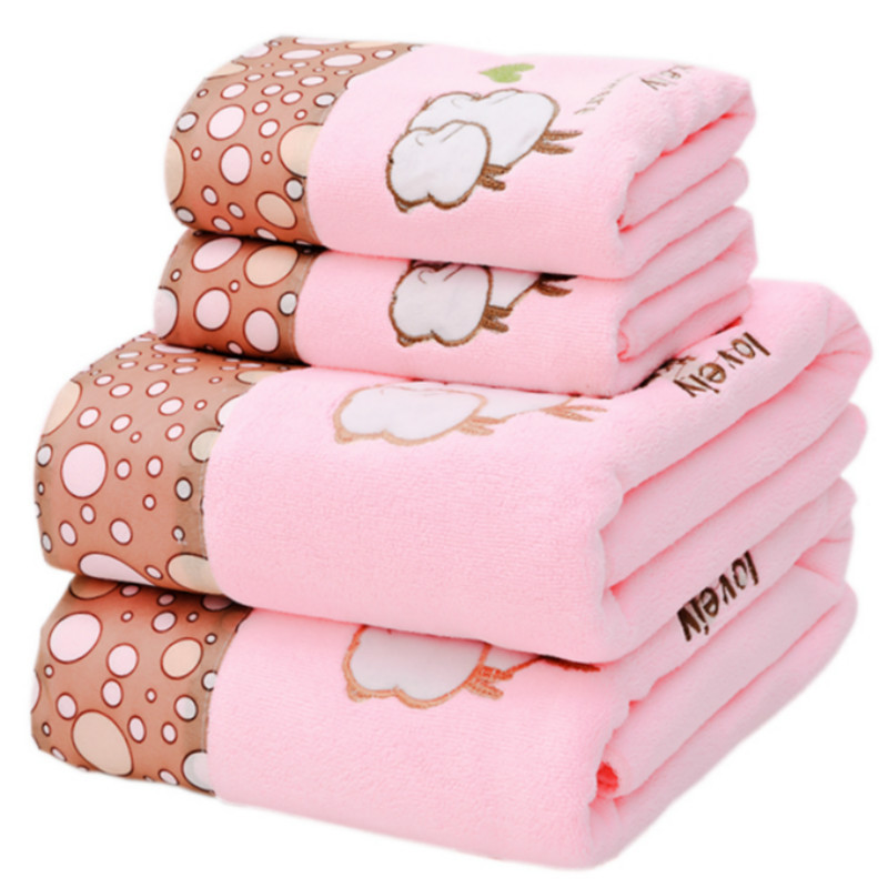 Factory towel bath towel set microfiber lace embroidery cartoon soft absorbent adult men and women