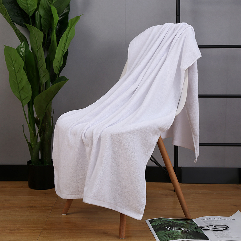 [Hotel bath towel] factory Hotel B & B thickened white bath towel hotel pure cotton bath towel embroidered LOGO