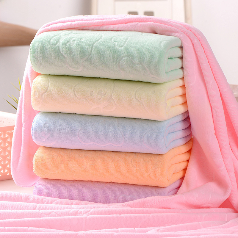 Gift Microfiber Bath Towel Absorbent Bear Embossed Quick-drying Towel, Face Towel Square Beach Towel Export