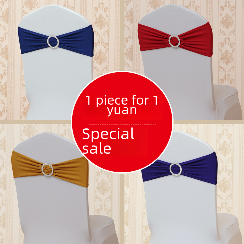 Special Offer Banquet Wedding Chair Cover Tie-free Bow Tie Belt Flower Buckle Chair Back Decoration Elastic Diamond Buckle Chair Back Yarn Ribbon