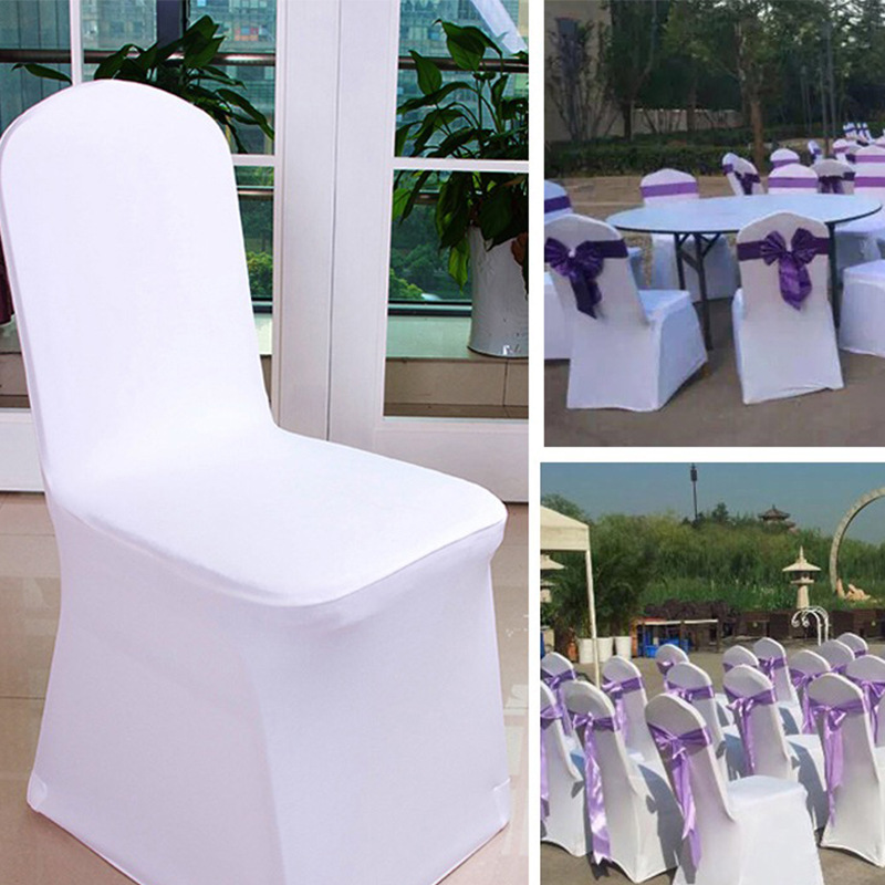 Hotel wedding banquet white conjoined chair cover European polyester spandex elastic hotel chair cover chair cushion manufacturers