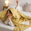 纯棉单双人华夫格毛巾被纯棉毛毯盖毯空调毯午睡被子毯子夏凉被