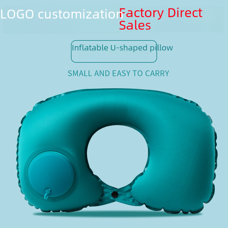 Inflatable U-shaped pillow to map custom LOGO travel three-piece aircraft U-shaped neck pillow inflatable pressing neck pillow