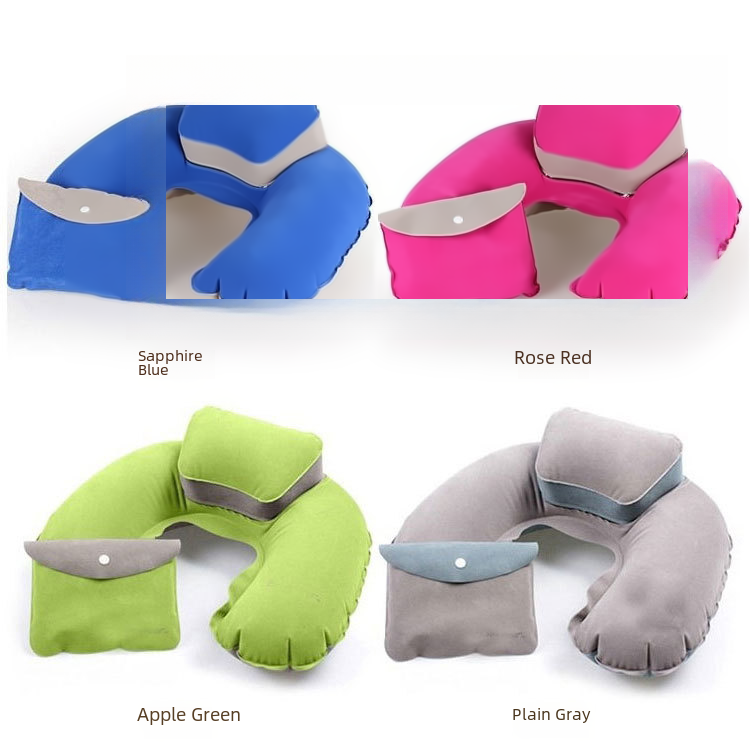 Source manufacturers supply travel Sanbao outdoor travel air bag flocking inflatable child-mother health pillow set