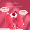 Strawberry Bear Memory Foam U-shaped Pillow Neck Pillow Portable Travel Pillow Office Nap Pillow Soft Slow Rebound Removable and Washable