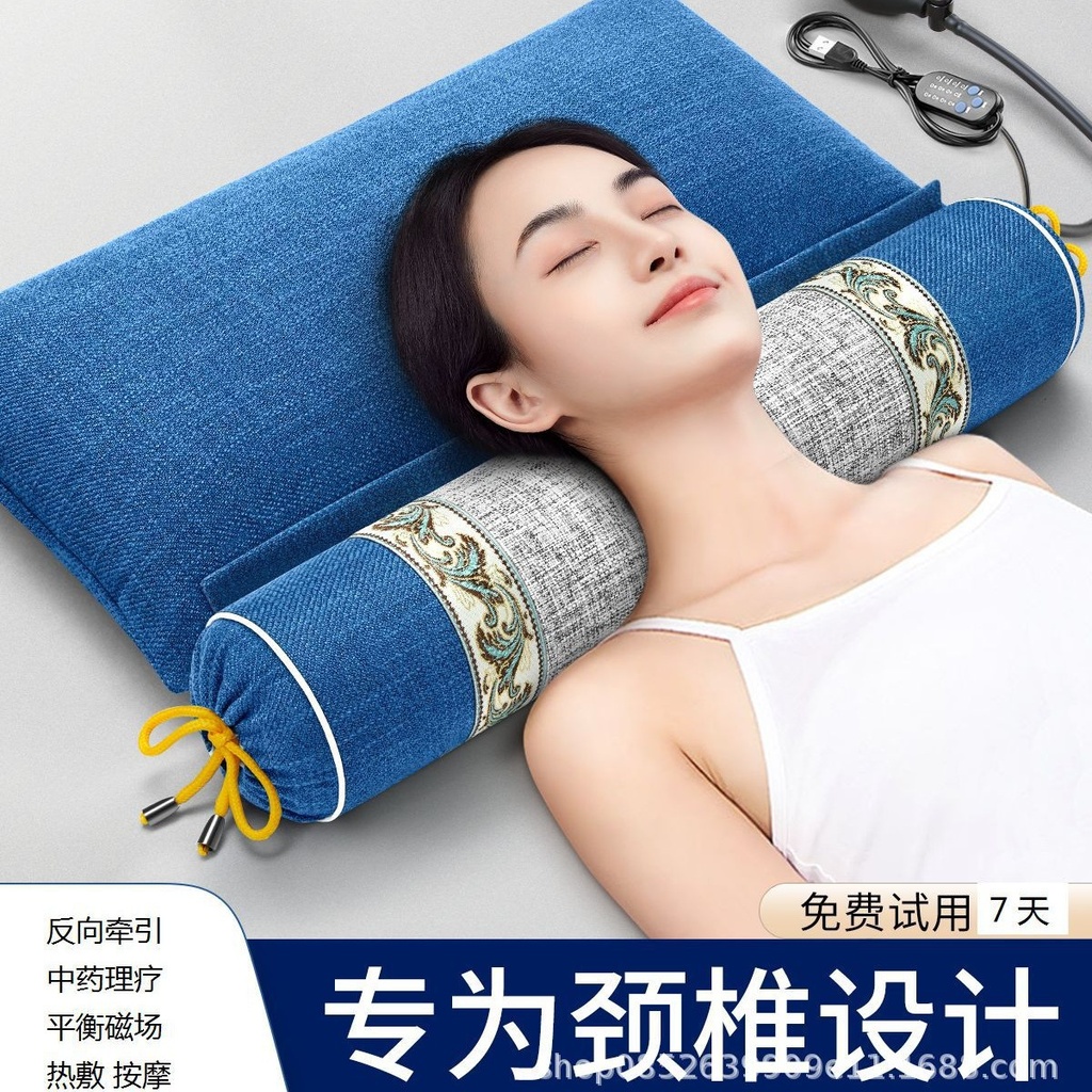 Factory Cervical Pillow Repair Neck Protection Pillow Heating Inflatable Chinese Medicine Mugwort Cassia Seed Buckwheat Shell Multifunctional Pillow