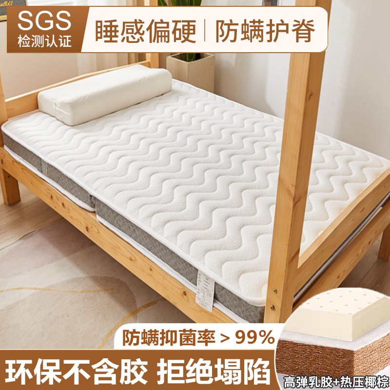 Natural Latex Coconut Palm Mattress Thickened Household Tatami Brown Mat Student Dormitory Single Foldable Hard Bed Mat