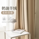 Australian wool plush thickened light luxury shading flannel curtain black silk non-inverted velvet living room bedroom finished curtain