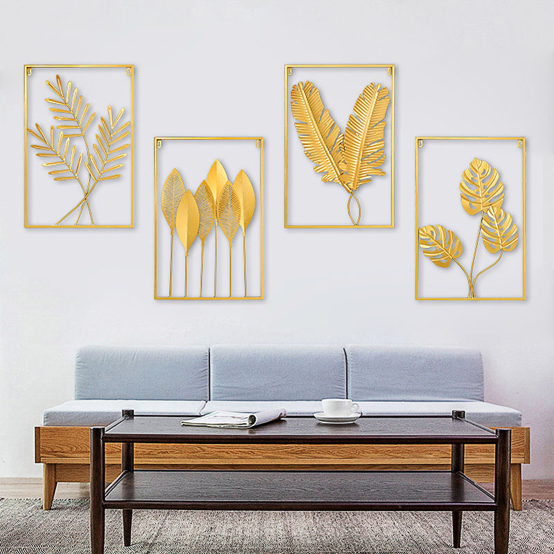 亚马逊彩色铁艺叶子现代客厅墙面装饰电视沙发背景墙挂件玄关缩小