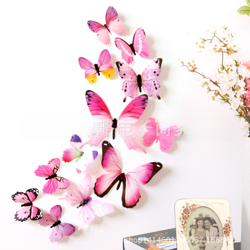 Factory direct 3D wall stickers products listed simulation butterfly wall stickers refrigerator PVC