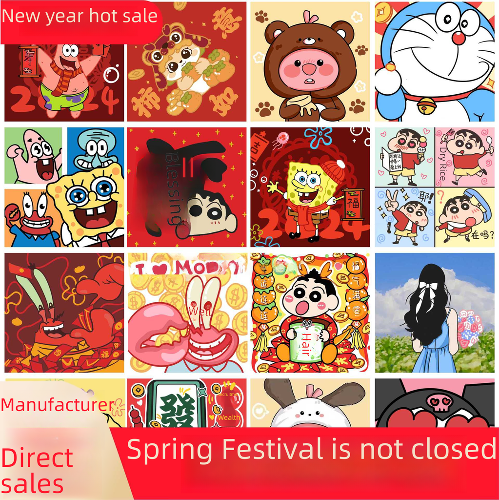 diy digital oil painting children's cartoon animation coloring hand painting filling color healing decorative painting manufacturers