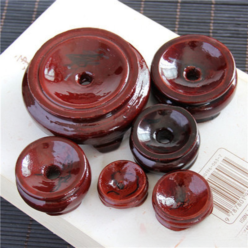Crystal ball base round rotatable wooden base rare stone base egg carving gourd single layer double layer wooden base