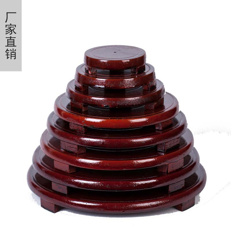 Cheap Single Layer Imitation Solid Wood Wooden Round Base Flower Pot Crafts Ornaments Vase Wine Bottle Stone Base