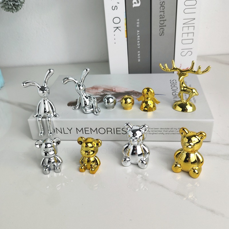 Light Luxury Bear Ornaments Tissue Box Candy Box Decorative PP Plastic Lid Accessories Creative High Color Value Home Lighting