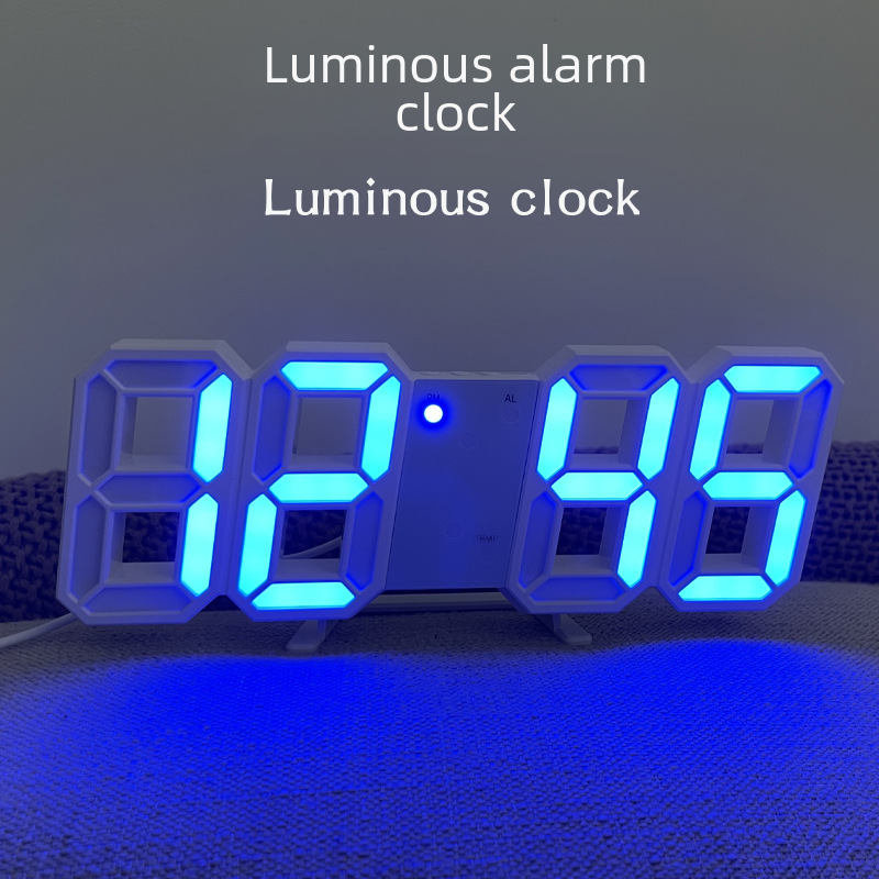 ins simple wall-mounted digital clock decoration desktop LED luminous 3D digital clock electronic alarm clock