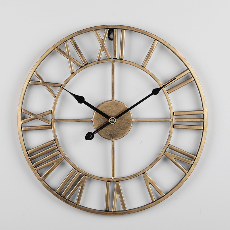 European-style wall watch simple living room clock wrought iron mute digital wall clock creative decorative clock clock