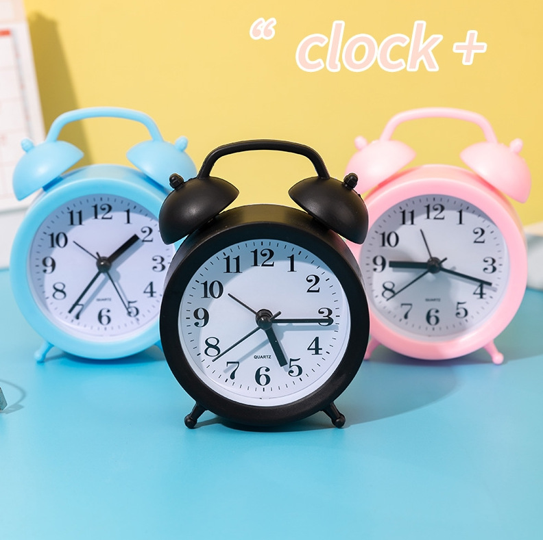 Creative children's silent pointer alarm clock multi-function bedroom living room compact clock can be hung simple personality alarm clock