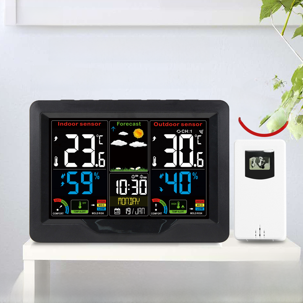 color screen weather clock 3383 indoor comfort wireless sensor alarm clock weather forecast weather station