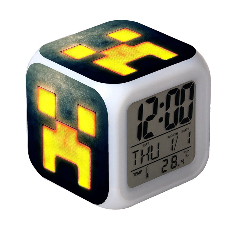 Mario My World Huo Shadow Colorful Alarm Clock Color Changing Light Animation Cartoon Clock Mute Luminous Light Clock