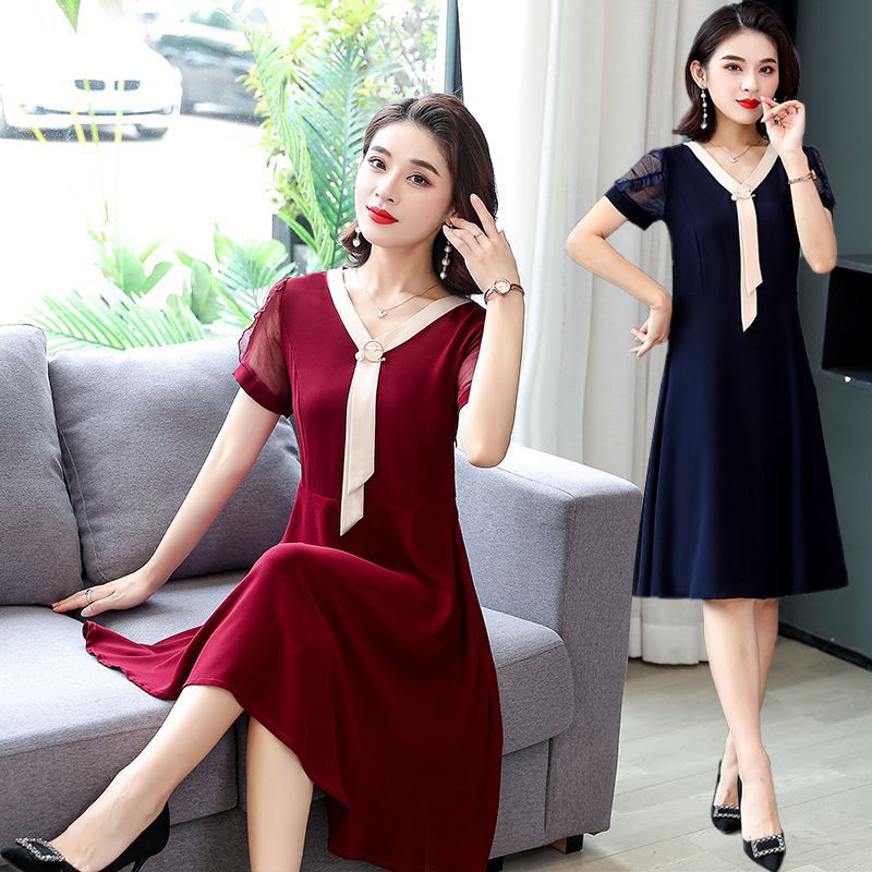 Young mother summer dress female 40 years old 30 middle-aged cool 45 years old 35 breathable slim elegant skirt 50 【