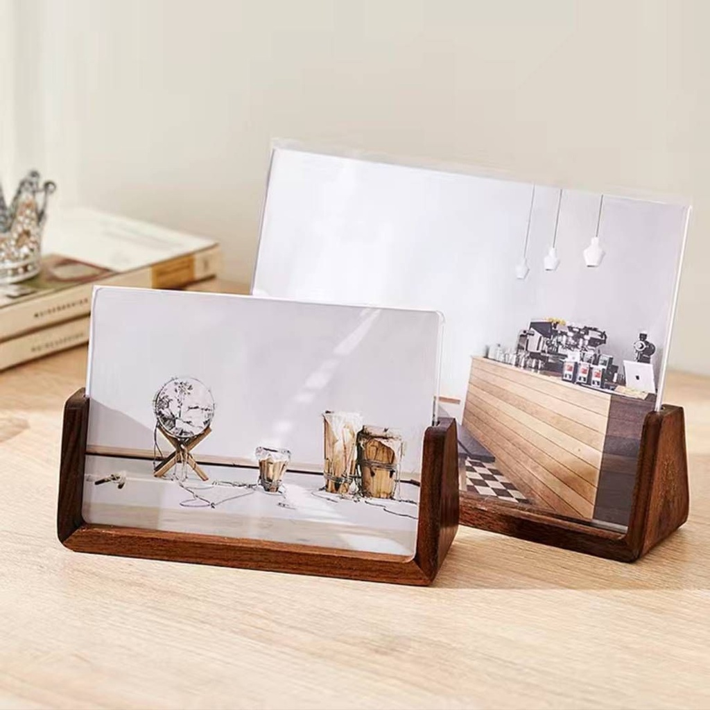 Spot black walnut wooden photo frame U-shaped photo frame 678 inch acrylic photo frame Beech photo frame spot