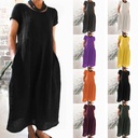 Europe and the United States solid color retro loose cotton dress spot factory outlet