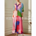 2024 New Spot European and American Women's Spring and Summer Series Large Sexy Large Size Printed Dress