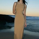 Europe, America and South Asia Summer Women's Sleeveless Backless Strap Slim-fit Long Sexy Elegant Style Dress