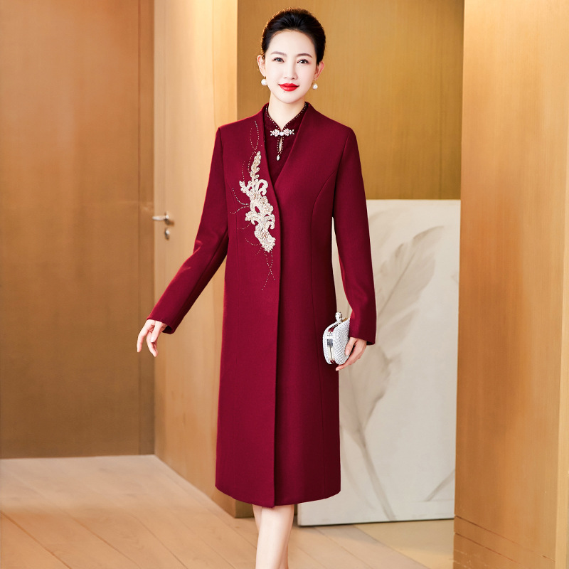 Mother Dress Wedding Dress for Mother-in-law Woolen Suit Autumn and Winter Wedding Dress Dress
