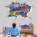 亚马逊3D游戏墙贴电竞房墙面装饰破墙海报Game男孩卧室卡通贴纸
