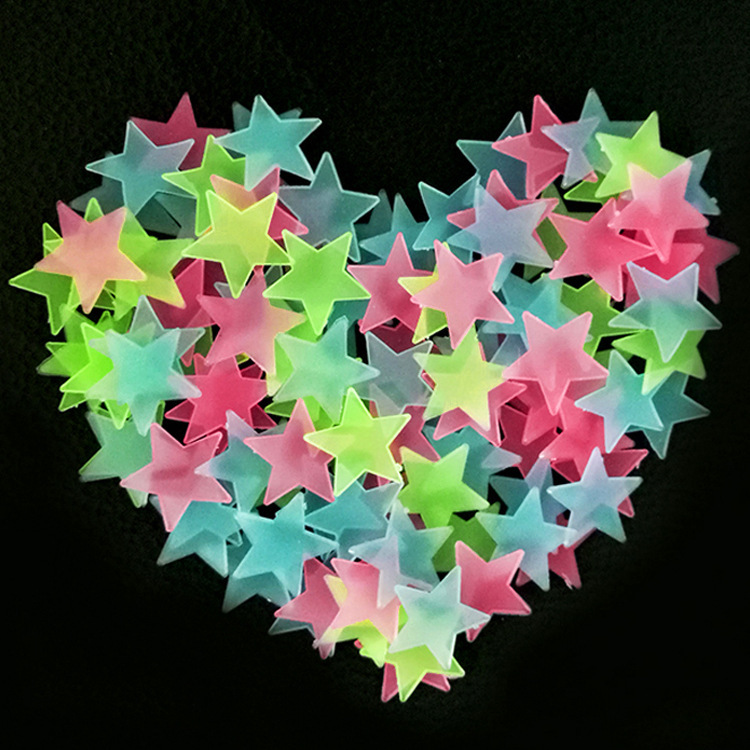 亚马逊装饰画满天星夜光星星贴 3cm 荧光立体墙贴发光星星
