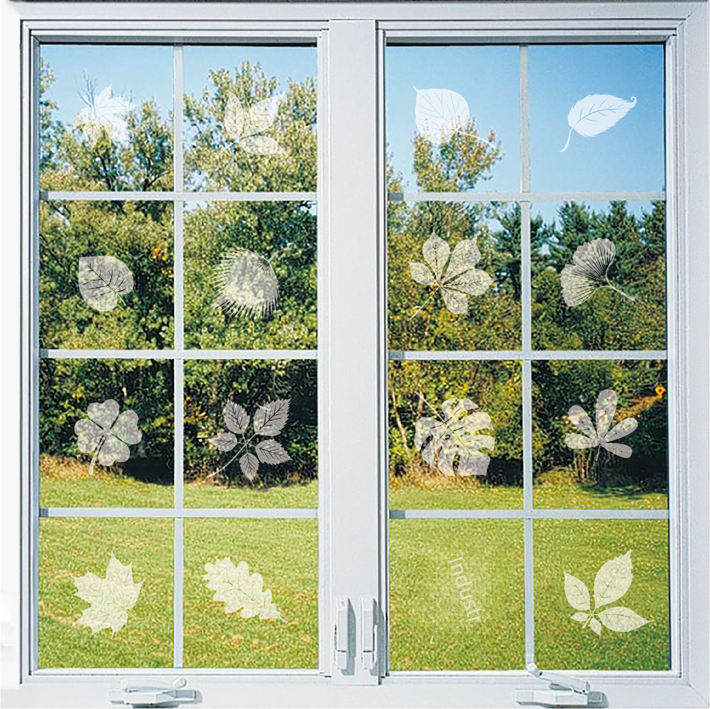 树叶防撞窗贴警示保护鸟类免受撞击玻璃橱窗装饰白色静电玻璃贴纸