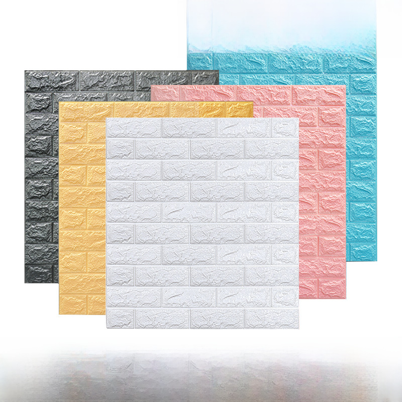 3d立体泡沫墙贴自粘防水纯色墙纸防撞软包卧室装饰背景墙壁纸贴纸