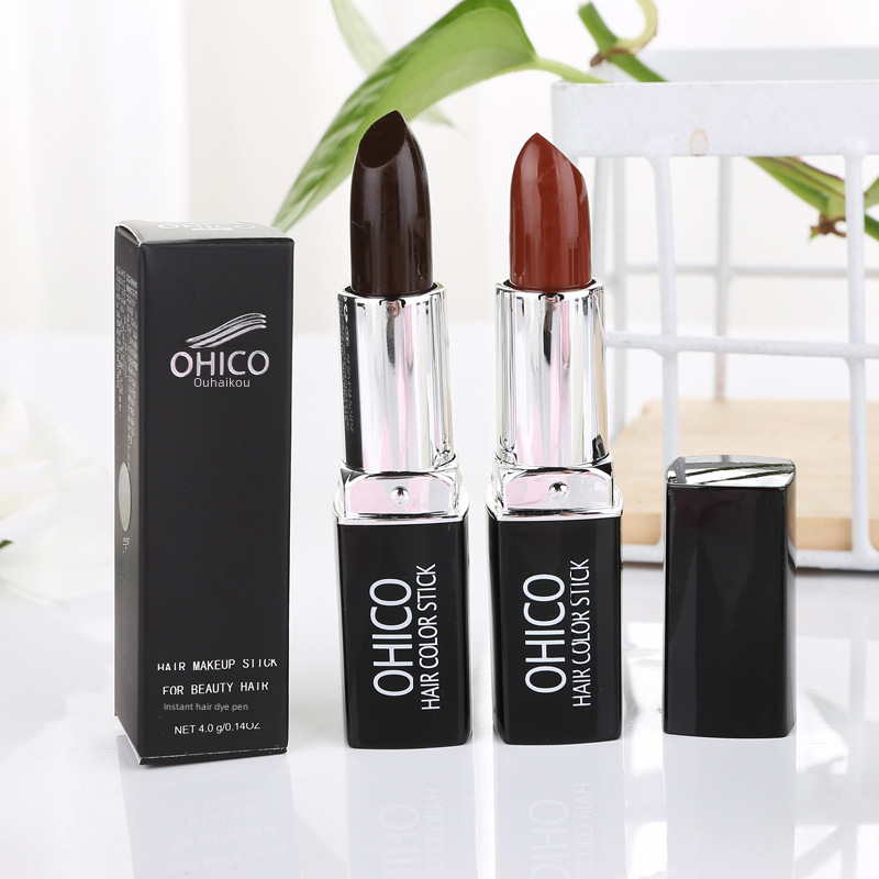 OHICO Disposable Temporary Hair Dye Pen to Cover White Hair Lipstick Hair Dye Cream Temporary Black Hair Dye