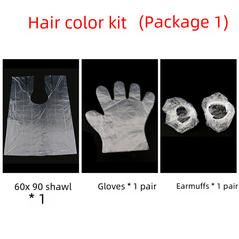 Hair dyeing four-piece disposable shawl earmuffs gloves perm hairdressing tool set barber shop with spot