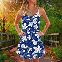 In stock spring and summer women's clothing positioning printing adjustable sling dress