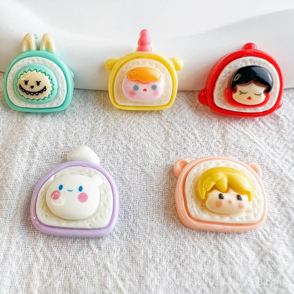 Bubble Mart Smiley Cartoon Resin Accessories Hairpin Mobile Phone Case Water Cup diy Jewelry Headline Patch