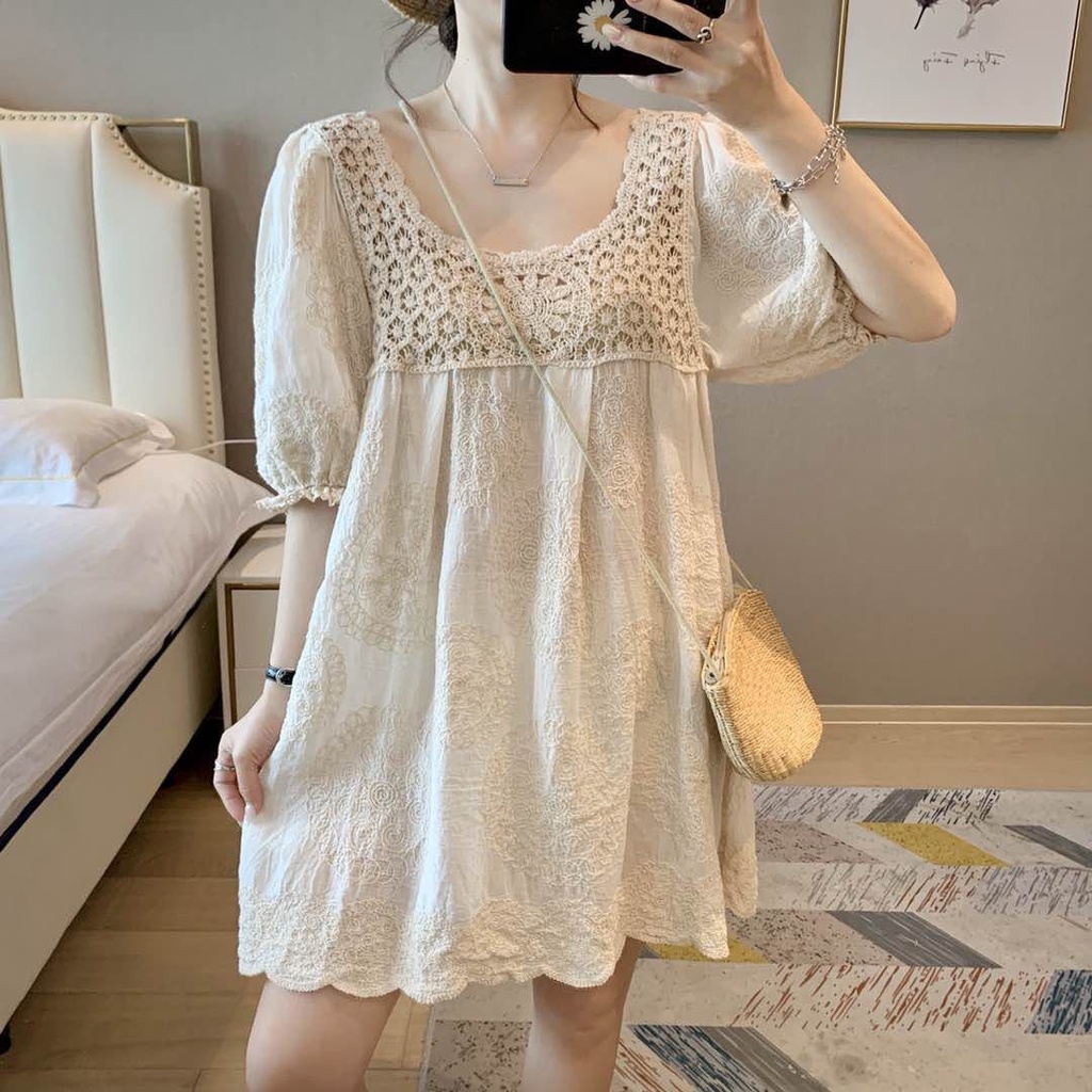 Korean women's slimming age-reducing loose dress spring long bubble sleeve jacket a generation of hair