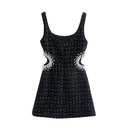 autumn and winter women's clothing imitation pearl decorative coarse woven waist sling dress