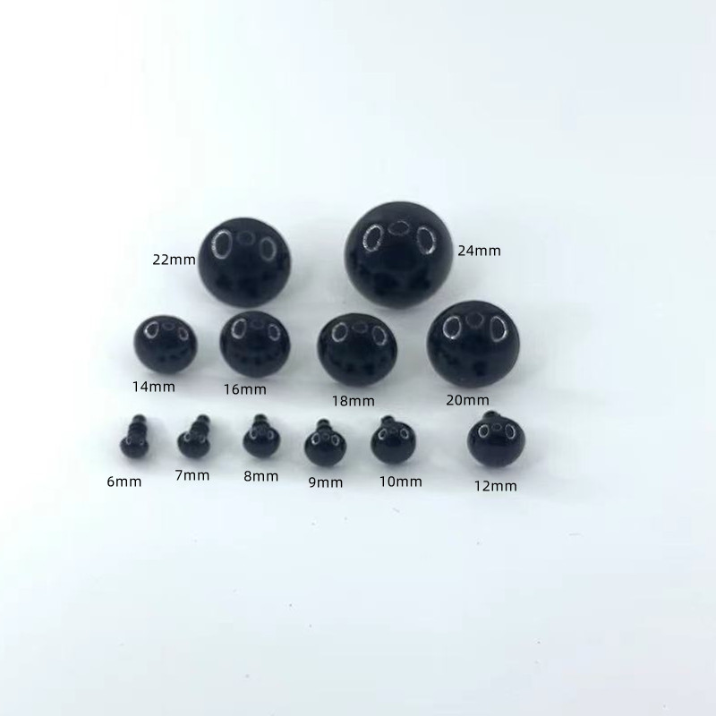 Small plush toy bear eye buckle accessories full black eye screw eye loose beads black bean Eye 6-24mm