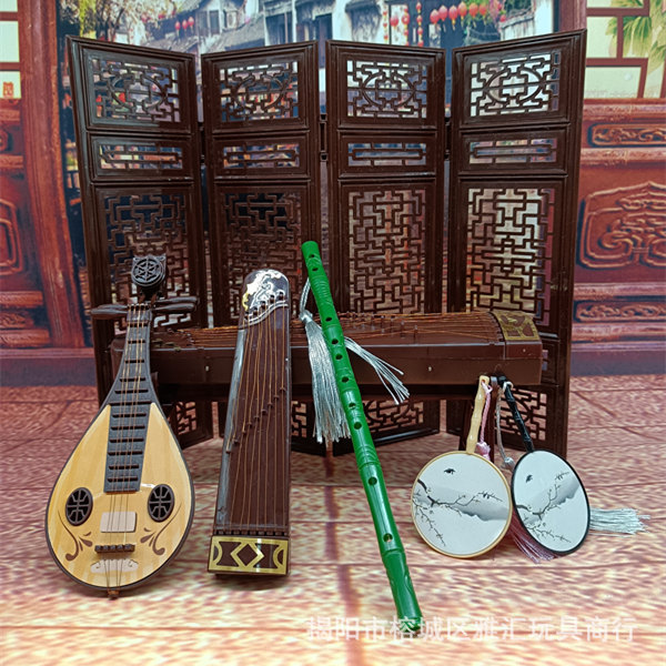 Barb Antique Doll Accessories Ancient Chinese Style Ornaments Props Screen Guzheng Fan Xiao Classical Musical Instrument Toy