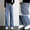 Wide Leg Pants Women's Autumn and Winter Hyun-a High Waist Loose Jeans Women's Slim Look Straight Pants