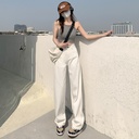 White Wide Leg Jeans Women's Spring and Autumn High Waist Straight Loose Slimming Trendy Pants for Small Men