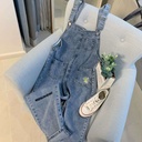 Arrival Daisy Embroidered Age-Reducing Denim Overalls Women's Spring and Summer Korean Style Loose Cropped Jumpsuit for Students