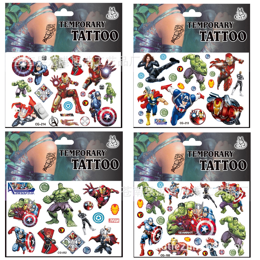 The Avengers Captain America Cartoon Children's Fashion Tattoo Stickers Water Transfer Stickers Early Education Boys Stickers