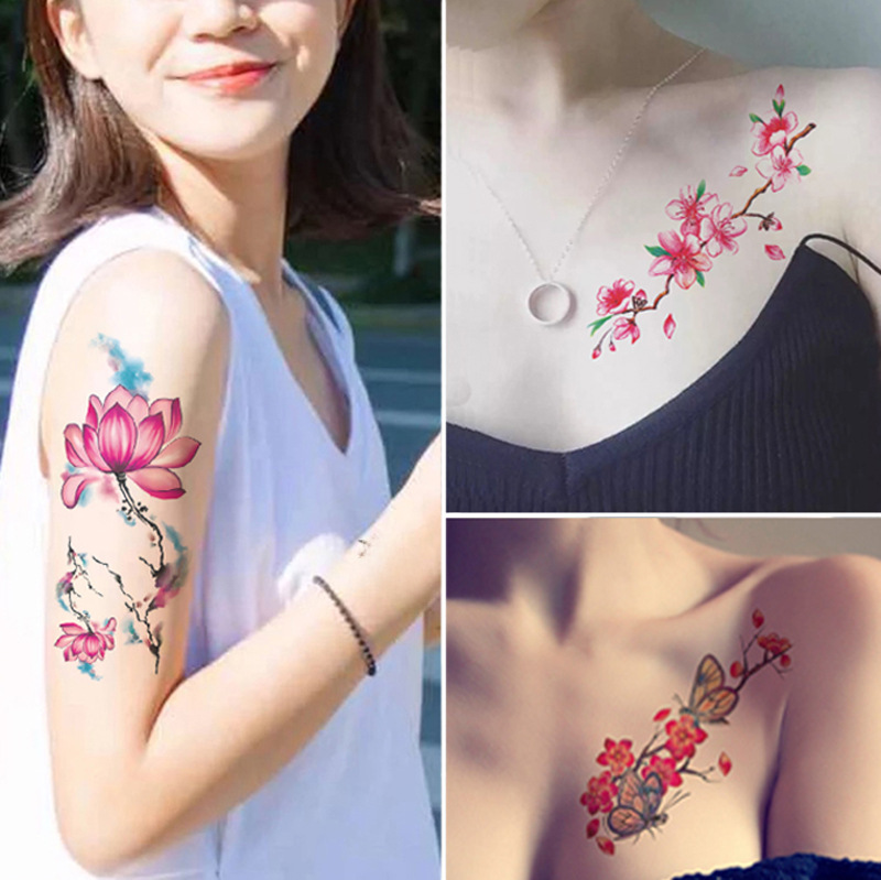 Girls and Girls Photo Flower Tattoo Stickers Cover Scars Wedding Photography Studio Tattoo Stickers Exclusive